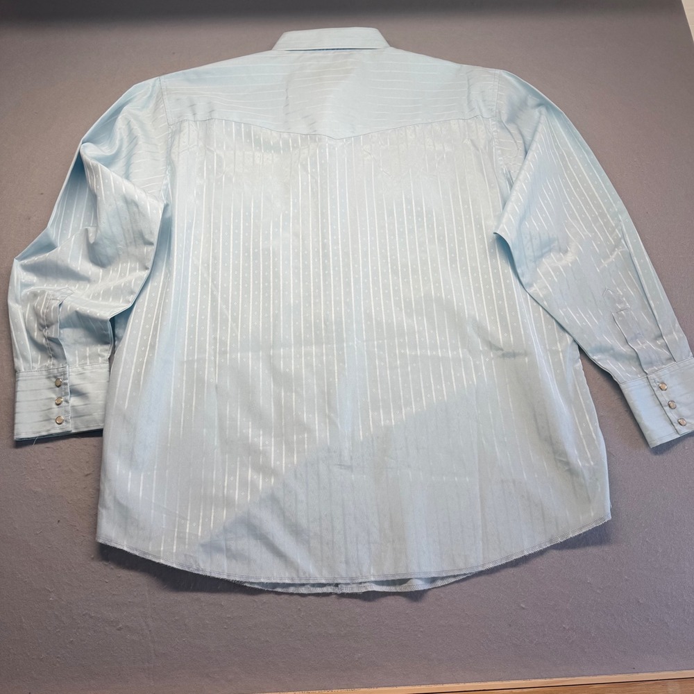 Wrangler Shirt Mens XXL Blue 75222BL Western Pearl Snap Jacquard Stripe LS - Picture 7 of 8